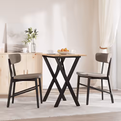 vidaXL Dining Table Kitchen Dinner Table X-Frame Solid Wood Pine and Steel