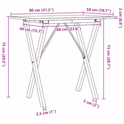 vidaXL Dining Table Kitchen Dinner Table X-Frame Solid Wood Pine and Steel