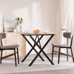 vidaXL Dining Table Kitchen Dinner Table X-Frame Solid Wood Pine and Steel