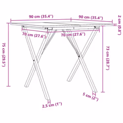 vidaXL Dining Table Kitchen Dinner Table X-Frame Solid Wood Pine and Steel