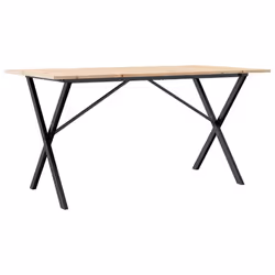vidaXL Dining Table Kitchen Dinner Table X-Frame Solid Wood Pine and Steel