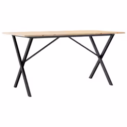 vidaXL Dining Table Kitchen Dinner Table X-Frame Solid Wood Pine and Steel - Additional view 5