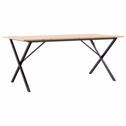 vidaXL Dining Table Kitchen Dinner Table X-Frame Solid Wood Pine and Steel