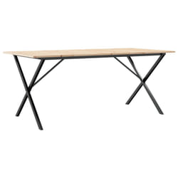 vidaXL Dining Table Kitchen Dinner Table X-Frame Solid Wood Pine and Steel