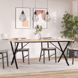 vidaXL Dining Table Kitchen Dinner Table X-Frame Solid Wood Pine and Steel