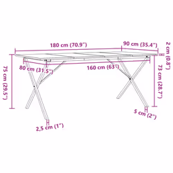 vidaXL Dining Table Kitchen Dinner Table X-Frame Solid Wood Pine and Steel
