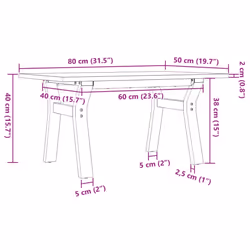 vidaXL Coffee Table Y-Frame End Table Side Table Solid Wood Pine and Cast Iron