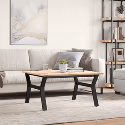 vidaXL Coffee Table Y-Frame End Table Side Table Solid Wood Pine and Cast Iron