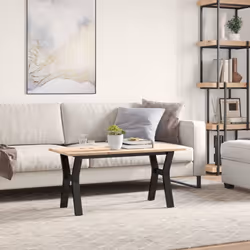 vidaXL Coffee Table Y-Frame End Table Side Table Solid Wood Pine and Cast Iron