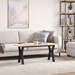 vidaXL Coffee Table End Table Side Table Y-Frame Solid Wood Pine and Steel - Additional view 2
