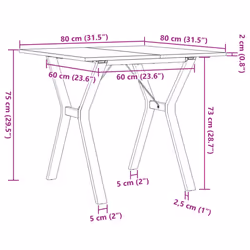 vidaXL Dining Table Kitchen Dinner Table Y-Frame Solid Wood Pine and Steel - Additional view 9
