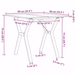 vidaXL Dining Table Kitchen Dinner Table Y-Frame Solid Wood Pine and Steel - Additional view 3