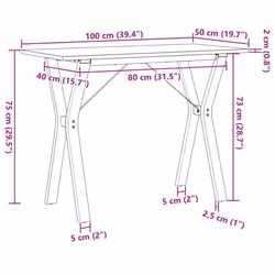vidaXL Dining Table Kitchen Dinner Table Y-Frame Solid Wood Pine and Steel - Additional view 9