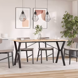 vidaXL Dining Table Kitchen Dinner Table Y-Frame Solid Wood Pine and Steel - Additional view 2
