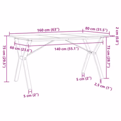 vidaXL Dining Table Kitchen Dinner Table Y-Frame Solid Wood Pine and Steel - Additional view 3
