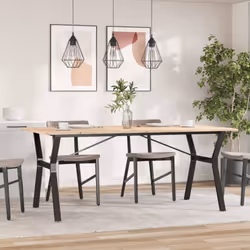 vidaXL Dining Table Kitchen Dinner Table Y-Frame Solid Wood Pine and Steel - Additional view 2
