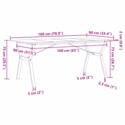 vidaXL Dining Table Kitchen Dinner Table Y-Frame Solid Wood Pine and Steel - Additional view 3