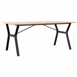 vidaXL Dining Table Kitchen Dinner Table Y-Frame Solid Wood Pine and Steel - Additional view 5
