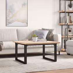 vidaXL Coffee Table O-Frame End Table Side Table Solid Wood Pine and Cast Iron