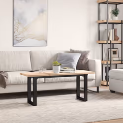 vidaXL Coffee Table O-Frame End Table Side Table Solid Wood Pine and Cast Iron