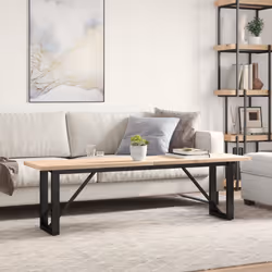 vidaXL Coffee Table End Table Side Table O-Frame Solid Wood Pine and Steel