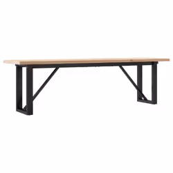 vidaXL Coffee Table End Table Side Table O-Frame Solid Wood Pine and Steel - Additional view 5