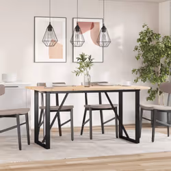 vidaXL Dining Table Kitchen Dinner Table O-Frame Solid Wood Pine and Steel - Additional view 2