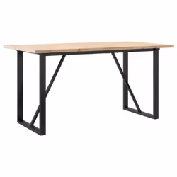 vidaXL Dining Table Kitchen Dinner Table O-Frame Solid Wood Pine and Steel - Additional view 5