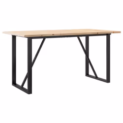 vidaXL Dining Table O-Frame Kitchen Dinner Table Solid Wood Pine and Cast Iron