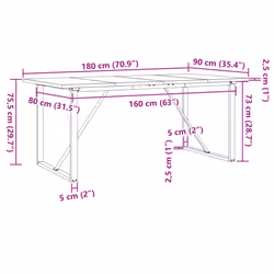 vidaXL Dining Table O-Frame Kitchen Dinner Table Solid Wood Pine and Cast Iron - Additional view 9