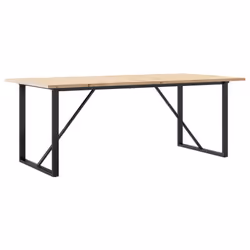 vidaXL Dining Table O-Frame Kitchen Dinner Table Solid Wood Pine and Cast Iron