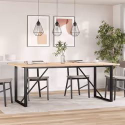 vidaXL Dining Table O-Frame Kitchen Dinner Table Solid Wood Pine and Cast Iron