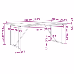 vidaXL Dining Table O-Frame Kitchen Dinner Table Solid Wood Pine and Cast Iron