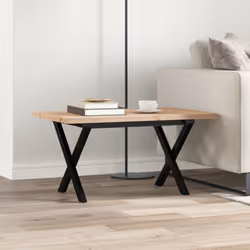 vidaXL Coffee Table End Table Side Table X-Frame Solid Wood Pine and Steel