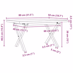 vidaXL Coffee Table End Table Side Table X-Frame Solid Wood Pine and Steel
