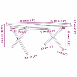 vidaXL Coffee Table End Table Side Table X-Frame Solid Wood Pine and Steel - Additional view 3