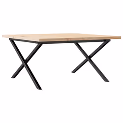 vidaXL Coffee Table End Table Side Table X-Frame Solid Wood Pine and Steel