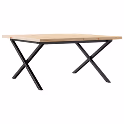 vidaXL Coffee Table End Table Side Table X-Frame Solid Wood Pine and Steel - Additional view 5