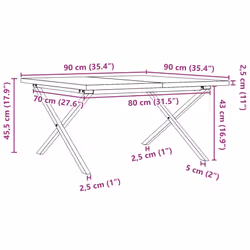 vidaXL Coffee Table End Table Side Table X-Frame Solid Wood Pine and Steel - Additional view 9