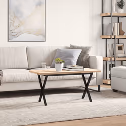 vidaXL Coffee Table X-Frame End Table Side Table Solid Wood Pine and Cast Iron