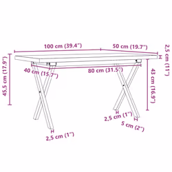 vidaXL Coffee Table X-Frame End Table Side Table Solid Wood Pine and Cast Iron