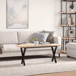 vidaXL Coffee Table End Table Side Table X-Frame Solid Wood Pine and Steel - Additional view 2
