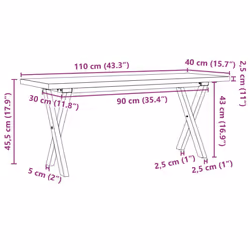 vidaXL Coffee Table End Table Side Table X-Frame Solid Wood Pine and Steel - Additional view 3