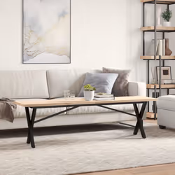 vidaXL Coffee Table End Table Side Table X-Frame Solid Wood Pine and Steel - Additional view 2