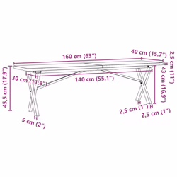 vidaXL Coffee Table End Table Side Table X-Frame Solid Wood Pine and Steel - Additional view 3