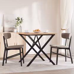 vidaXL Dining Table Kitchen Dinner Table X-Frame Solid Wood Pine and Steel