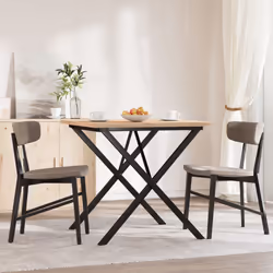 vidaXL Dining Table Kitchen Dinner Table X-Frame Solid Wood Pine and Steel