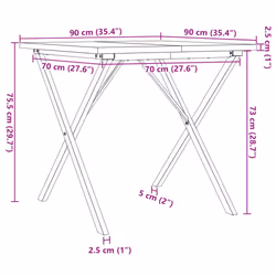 vidaXL Dining Table Kitchen Dinner Table X-Frame Solid Wood Pine and Steel