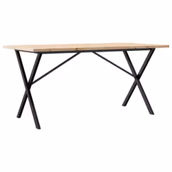 vidaXL Dining Table Kitchen Dinner Table X-Frame Solid Wood Pine and Steel