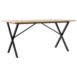 vidaXL Dining Table Kitchen Dinner Table X-Frame Solid Wood Pine and Steel